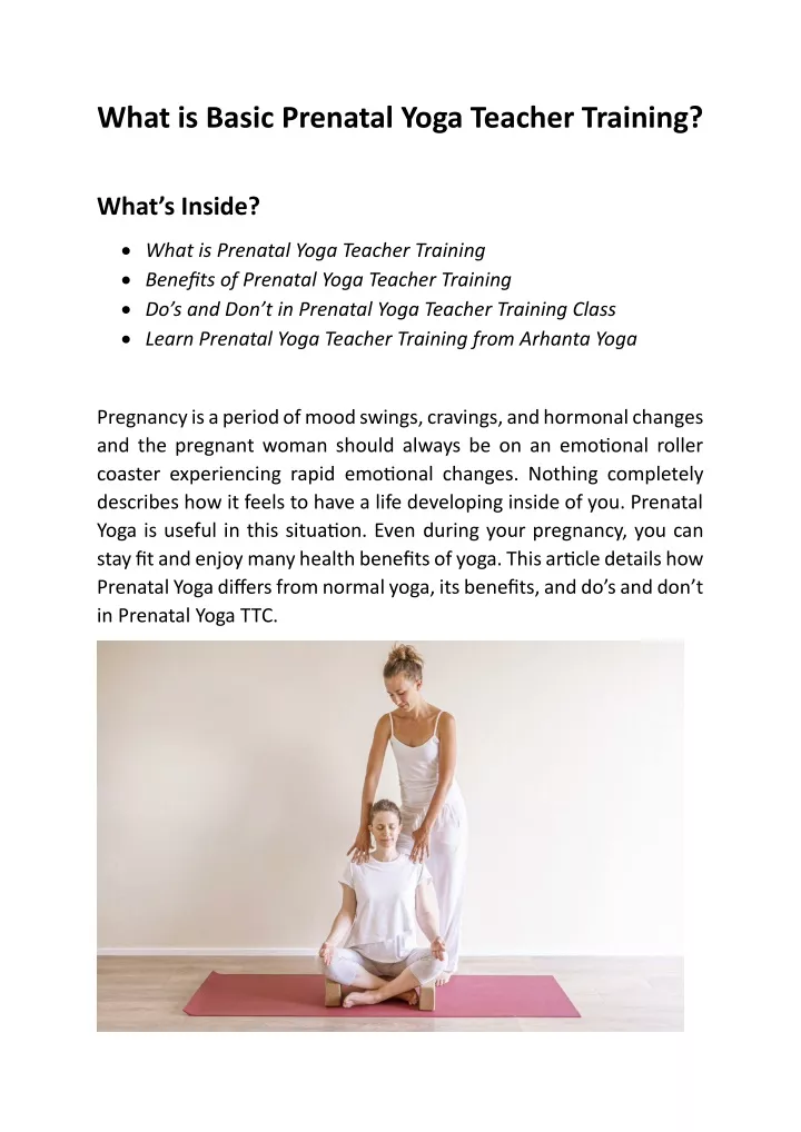 what is basic prenatal yoga teacher training