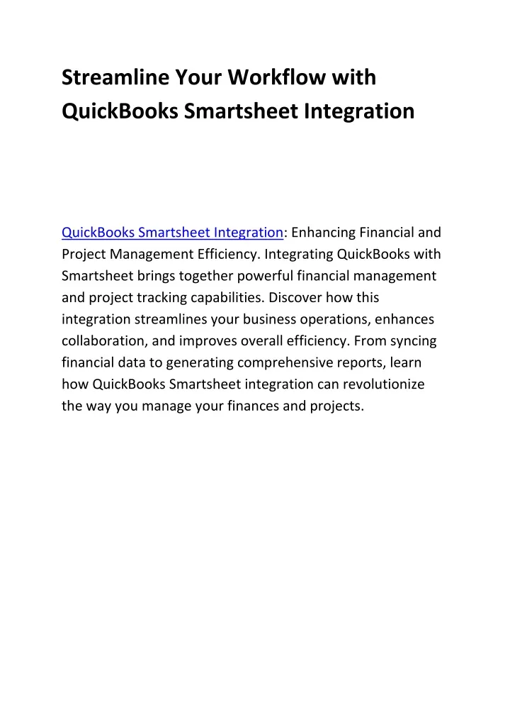 streamline your workflow with quickbooks
