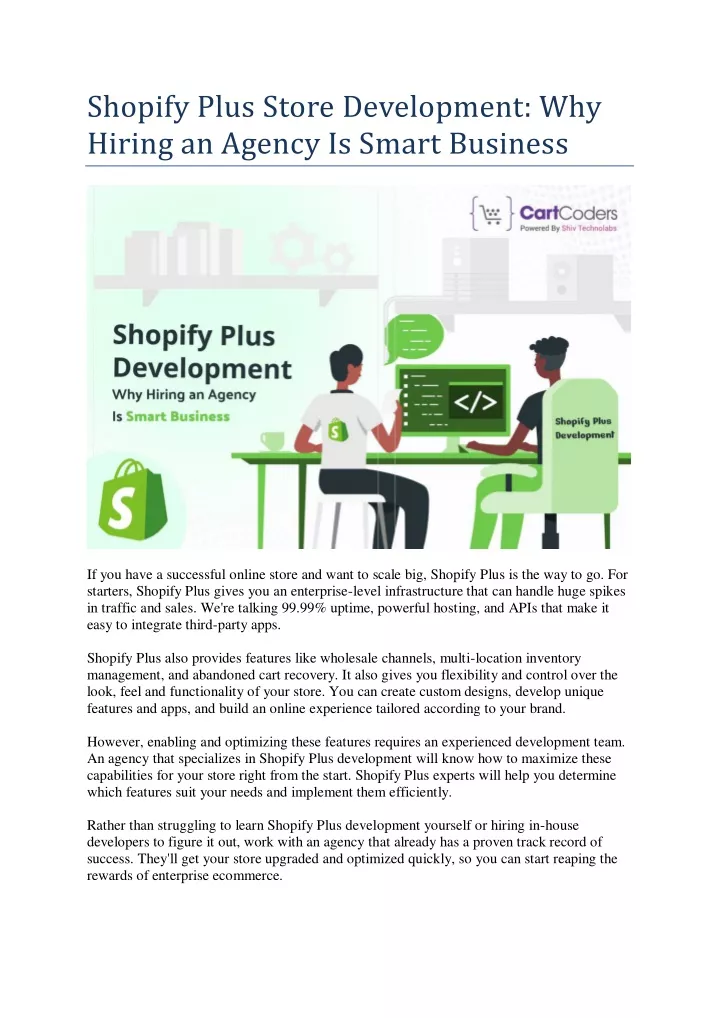 shopify plus store development why hiring