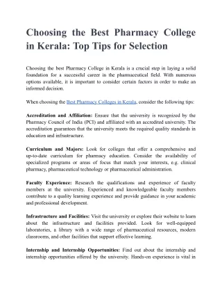 Choosing the Best Pharmacy College in Kerala_ Top Tips for Selection