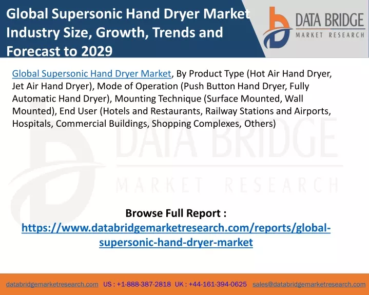 global supersonic hand dryer market industry size
