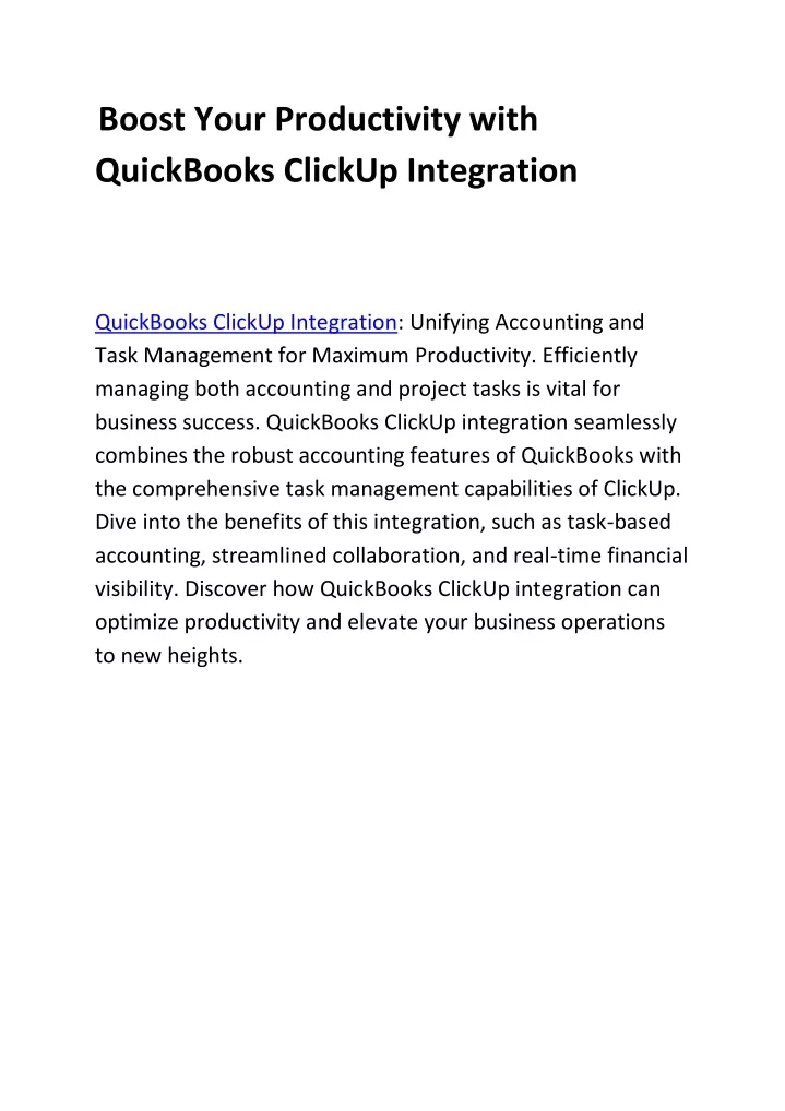 boost your productivity with quickbooks clickup