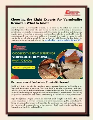 Choosing the Right Experts for Vermiculite Removal