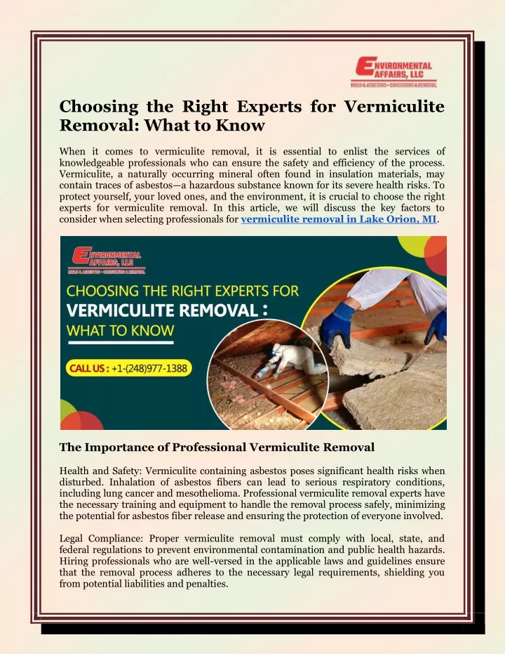 choosing the right experts for vermiculite