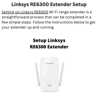 Linksys RE6300 Extender Setup