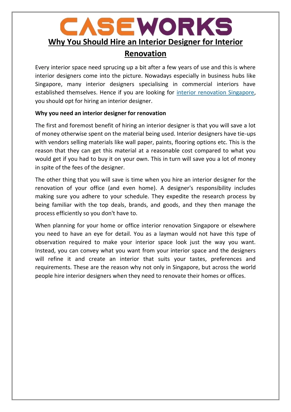 PPT - Why You Should Hire an Interior Designer for Interior Renovation ...