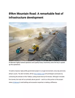 89km Mountain Road: A remarkable feat of infrastructure development