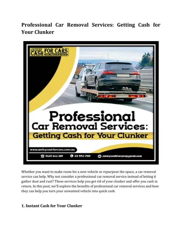 professional car removal services getting cash