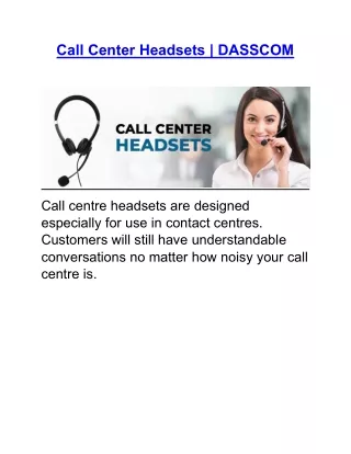 Call Center Headphones | DASSCOM