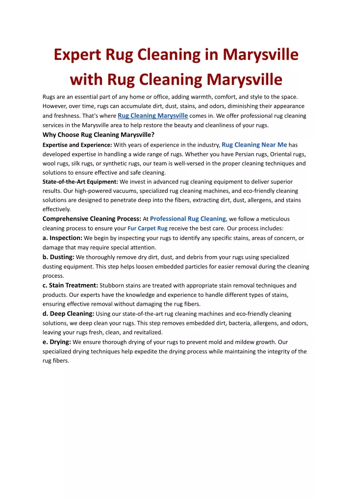 expert rug cleaning in marysville with