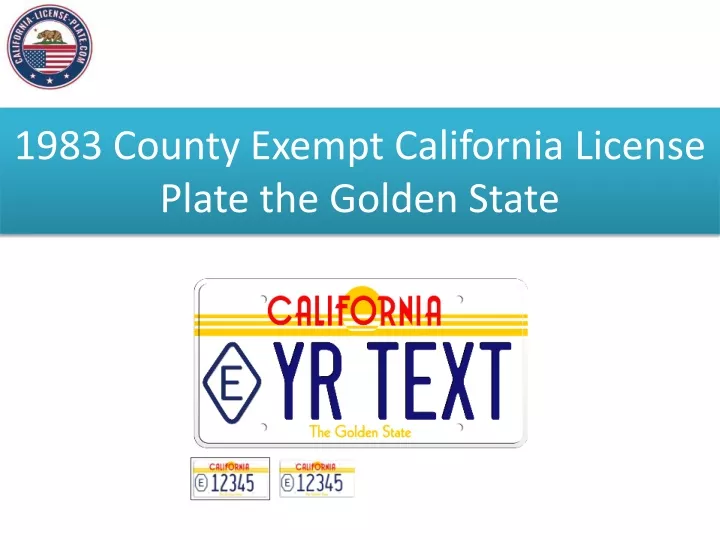 1983 county exempt california license plate the golden state