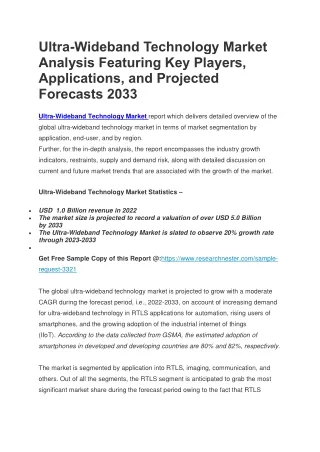 ultra wideband technology market analysis