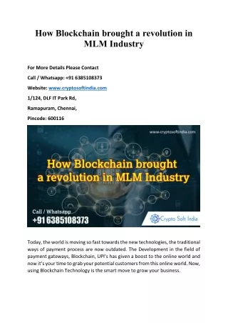 How Blockchain brought a revolution in MLM Industry