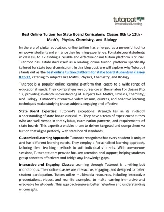 best online tuition for state board curriculum