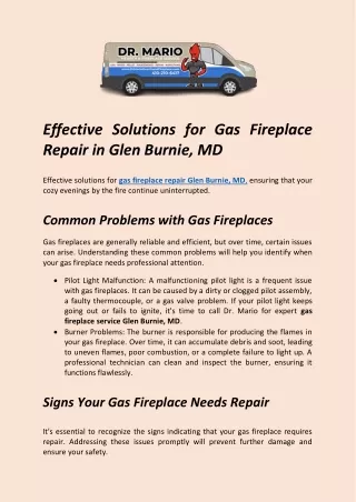 Effective Solutions for Gas Fireplace Repair in Glen Burnie, MD-word