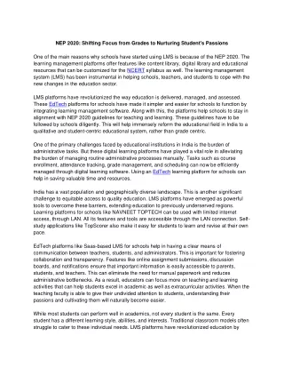 nep 2020 shifting focus from grades to nurturing