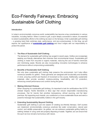 Eco-Friendly Fairways_ Embracing Sustainable Golf Clothing