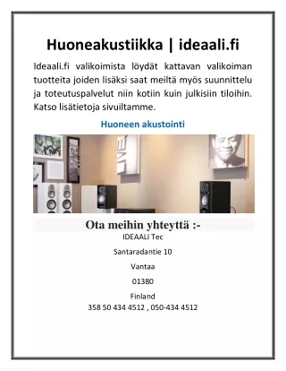 Huoneakustiikka | ideaali.fi