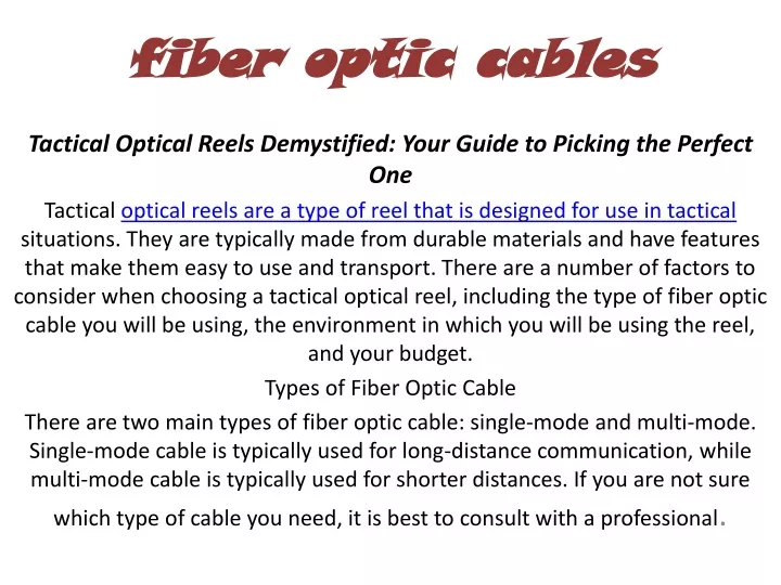 fiber optic cables