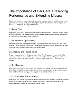 The Importance of Car Care_ Preserving Performance and Extending Lifespan