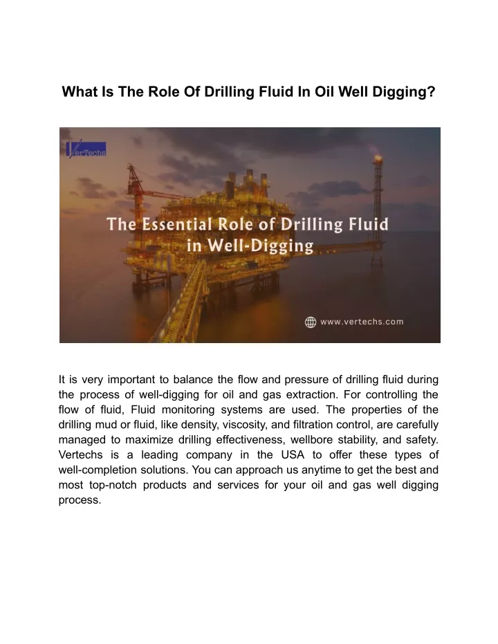 what is the role of drilling fluid in oil well