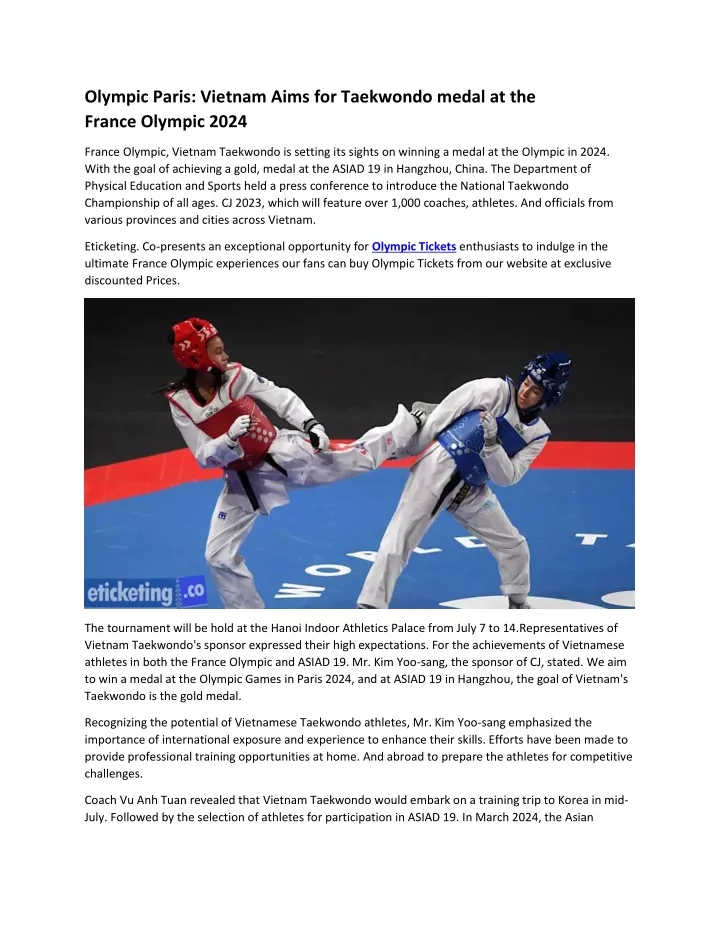 olympic paris vietnam aims for taekwondo medal
