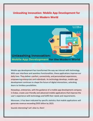 unleashing innovation mobile app development