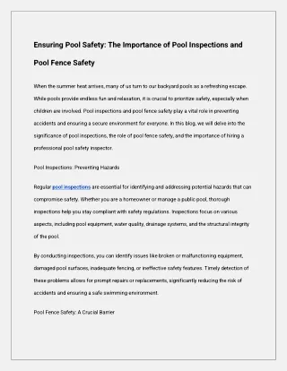 ensuring pool safety the importance of pool