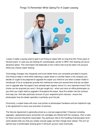 things to remember while opting for a copier