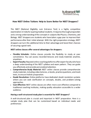 how neet online tuitions help to score better