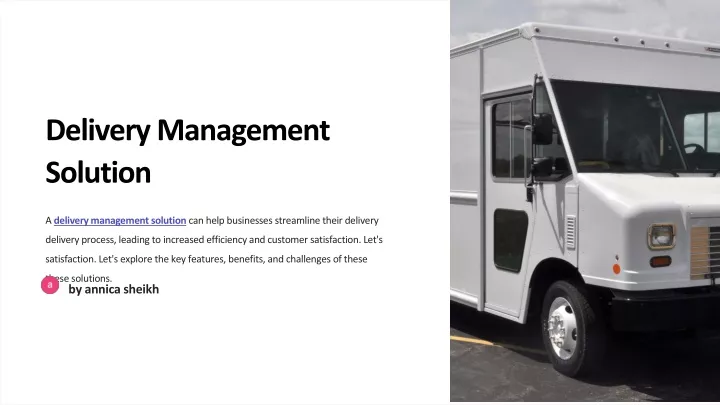 delivery management solution