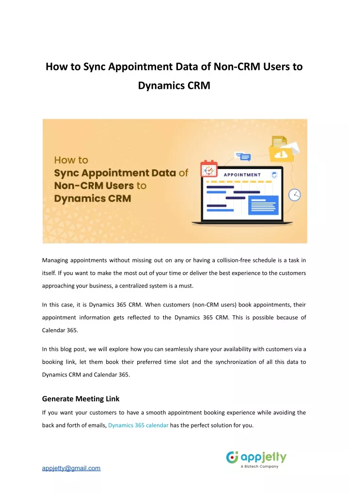 how to sync appointment data of non crm users to