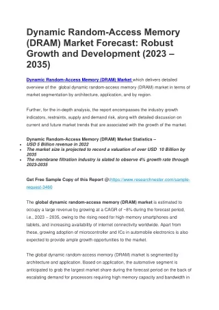 dynamic random access memory dram market forecast