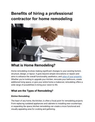 Benefits of Hiring a Professional Contractor for Home Remodeling