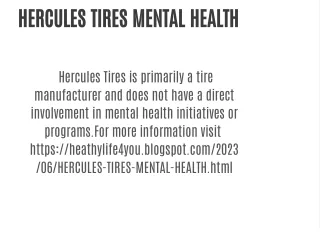 HERCULES TIRES MENTAL HEALTH