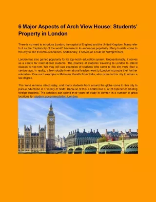 6 Major Aspects of Arch View House_ Students’ Property in London