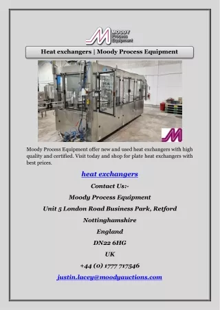 Heat exchangers | Moody Process Equipment