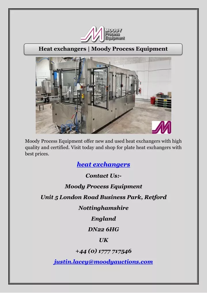 heat exchangers moody process equipment