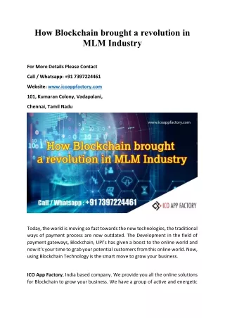 How Blockchain brought a revolution in MLM Industry