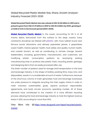 global recycled plastic market size share growth