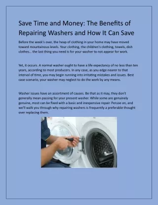 Save Time and Money: The Benefits of Repairing Washers and How It Can Save Money