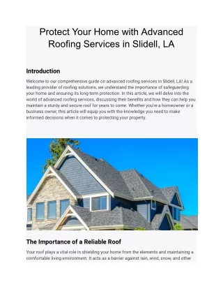 Protect Your Home with Advanced Roofing Services in Slidell, LA