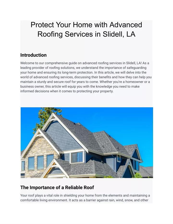 protect your home with advanced roofing services