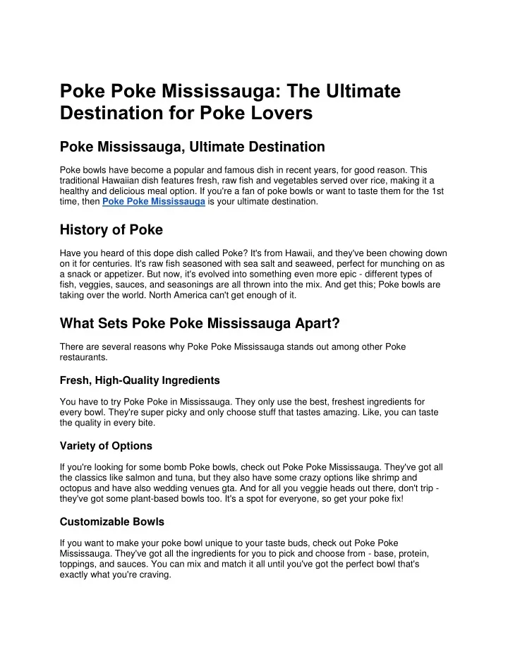 poke poke mississauga the ultimate destination