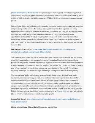 global internal nasal dilator market is expected
