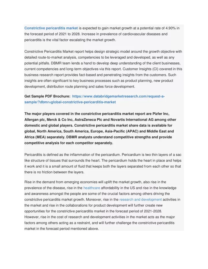 constrictive pericarditis market is expected