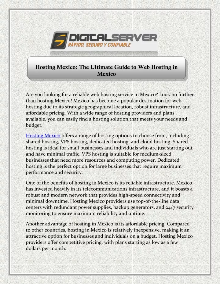 hosting mexico the ultimate guide to web hosting