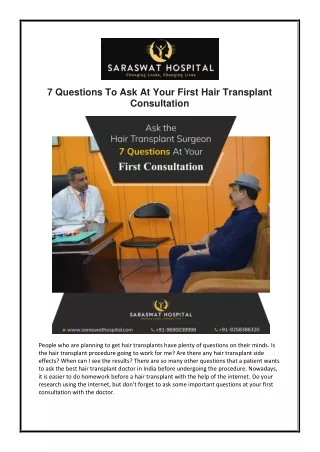 7 Questions To Ask At Your First Hair Transplant Consultation
