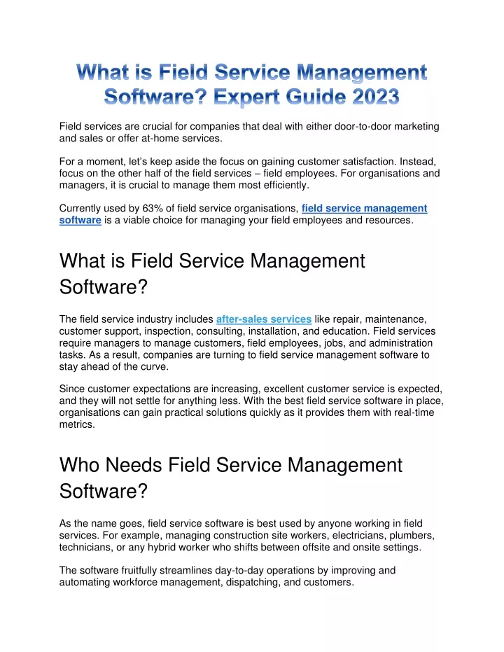 field services are crucial for companies that