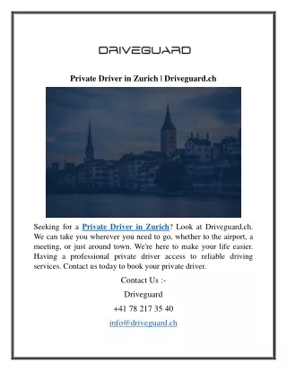 private driver in zurich driveguard ch
